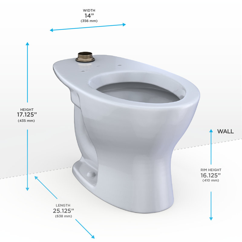 TOTO Tornado Flush Commercial Flushometer FloorMounted Universal Height Toilet, Elongated